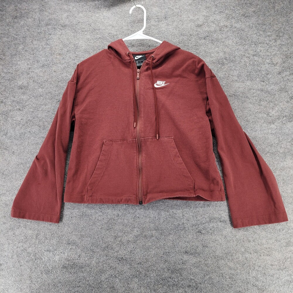 Nike Hoodie Womens Medium Full Zip Cropped Womens Medium Red
